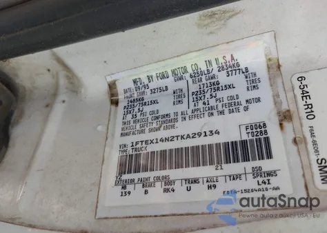 1996 Ford F150 из США, поврежденный, VIN 1FTEX14N2TKA29134